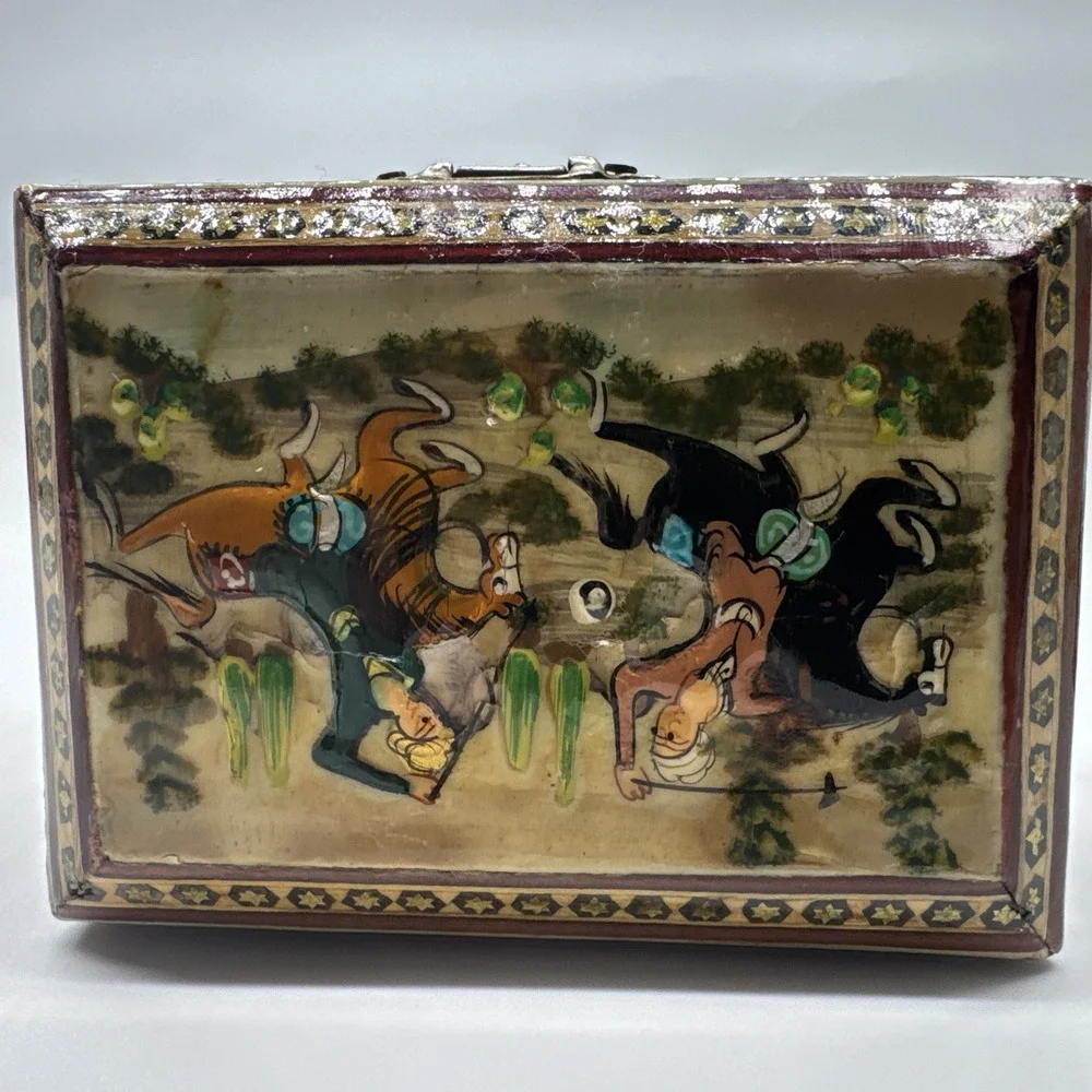 Persian Khatam Wooden Trinket Box  Hand Made-Damaged